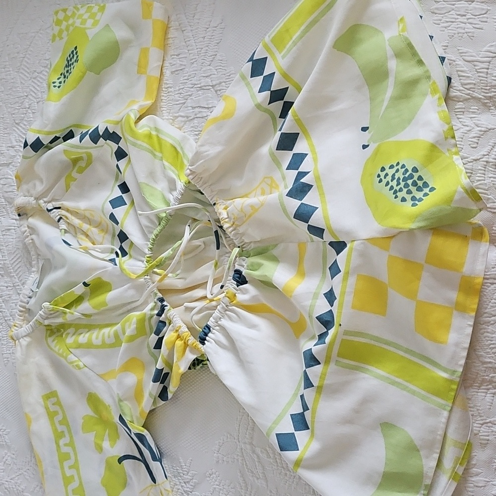 Sabo Playsuit Romper White/Yellow/Green Size S - Picture 10 of 11